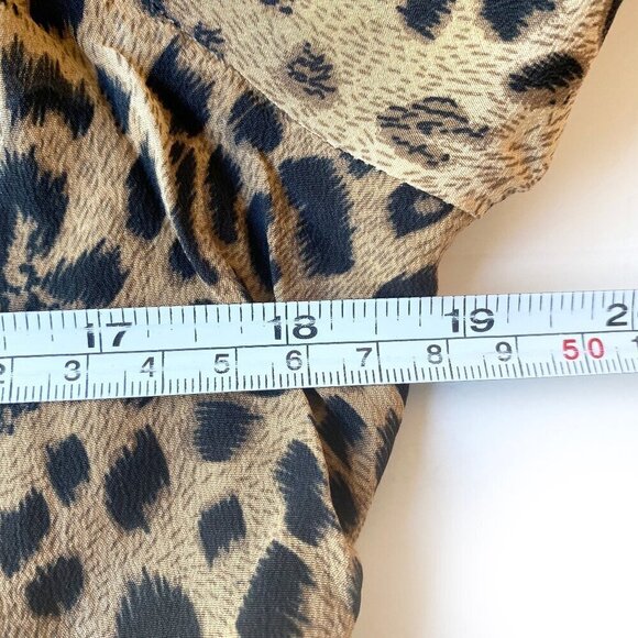 Ranked 100% Silk Leopard Print Sheer Button Down Blouse Size P/M - Picture 10 of 11